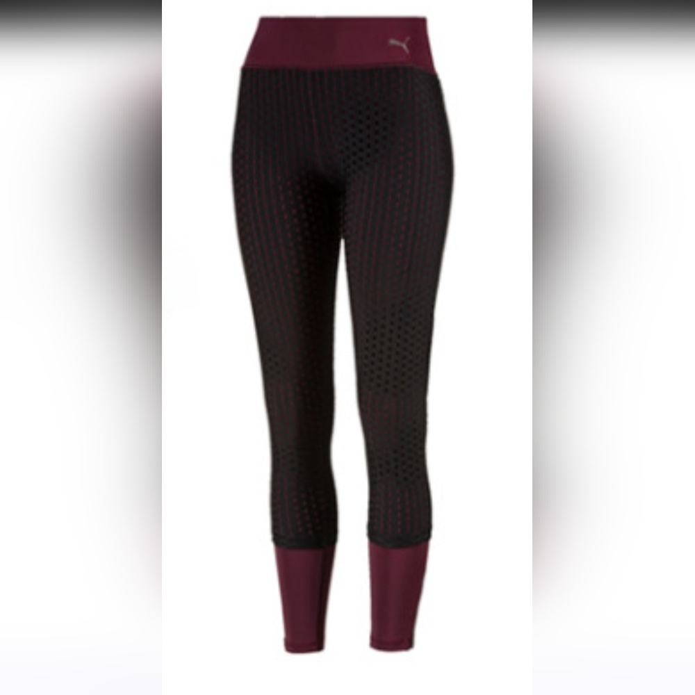 N Puma Luxe Mesh Tights / Leggings Color Fig-Puma Black CS